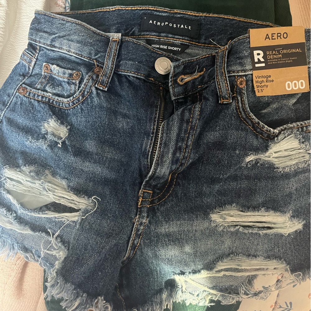 Aeropostale High Rise Shorty Denim Shorts